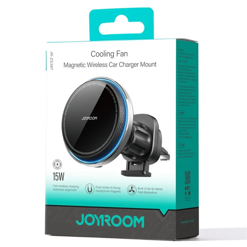 JOYROOM ZS387 15W Cargador Inalámbrico Magnético Gancho de Salida de Aire para Coche Soporte de Teléfono