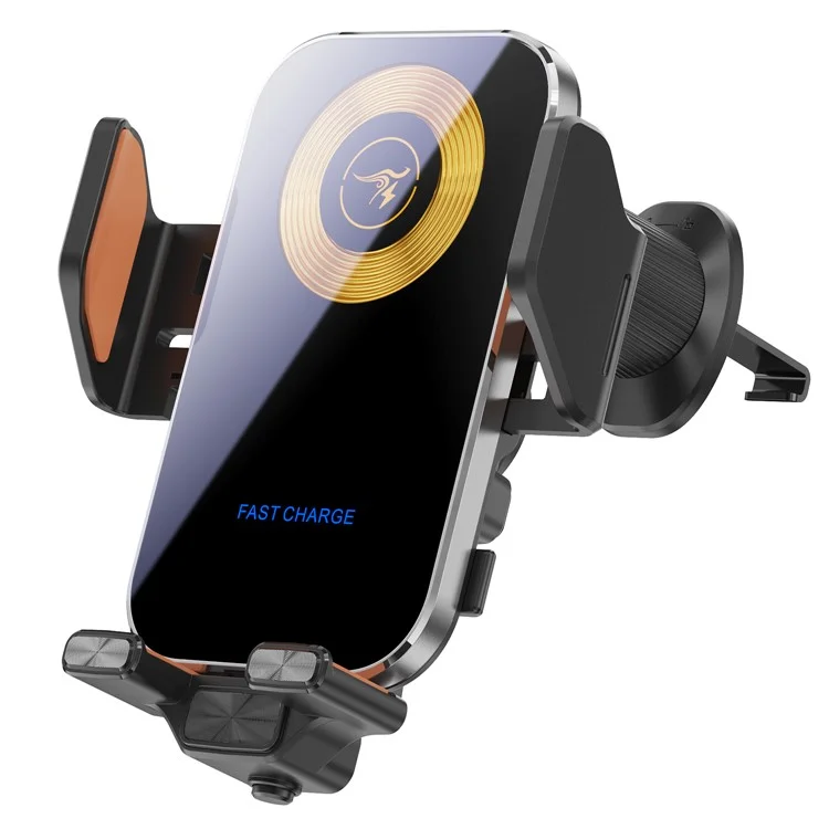 X15 Car Air Vent Cell Phone Mount Holder Wireless Charger Mobile Phone Bracket - Silver