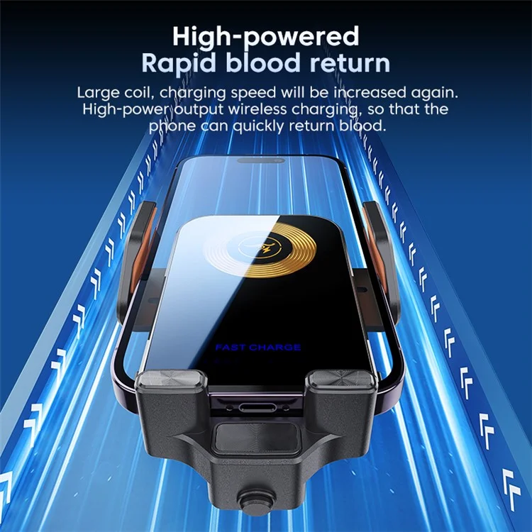 X15 Car Air Vent Cell Phone Mount Holder Wireless Charger Mobile Phone Bracket - Silver