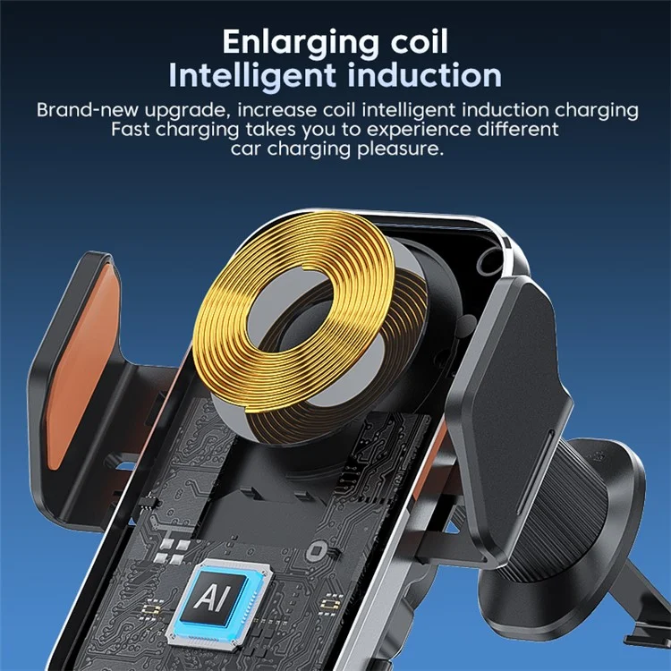 X15 Car Air Vent Cell Phone Mount Holder Wireless Charger Mobile Phone Bracket - Silver
