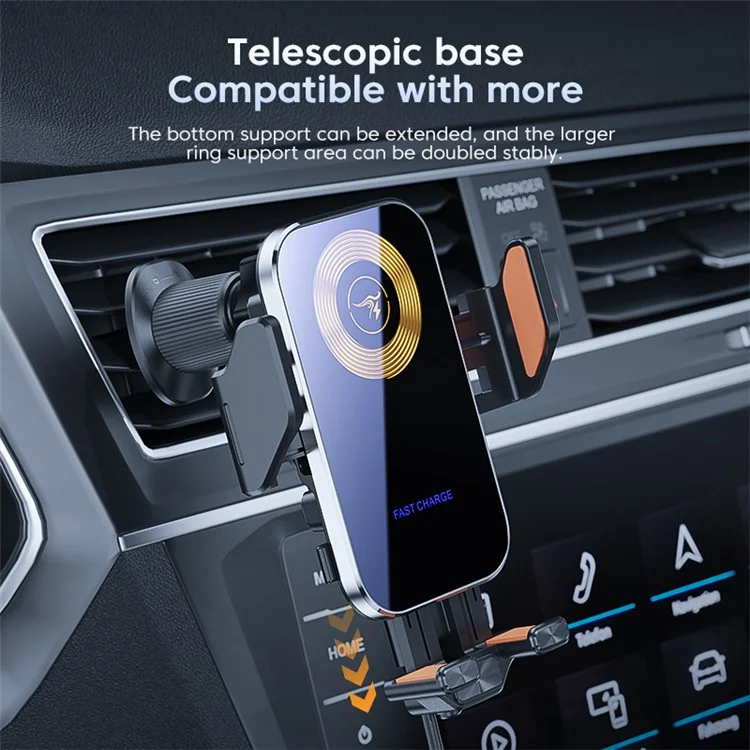 X15 Car Air Vent Cell Phone Mount Holder Wireless Charger Mobile Phone Bracket - Silver