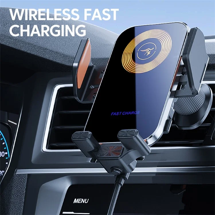 X15 Car Air Vent Cell Phone Mount Holder Wireless Charger Mobile Phone Bracket - Silver