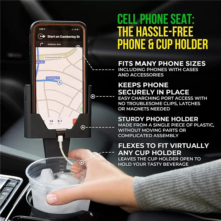 Car Cup Holder Cell Phone Bracket Vehicle Drink Can Water Bottle Storage Stand
