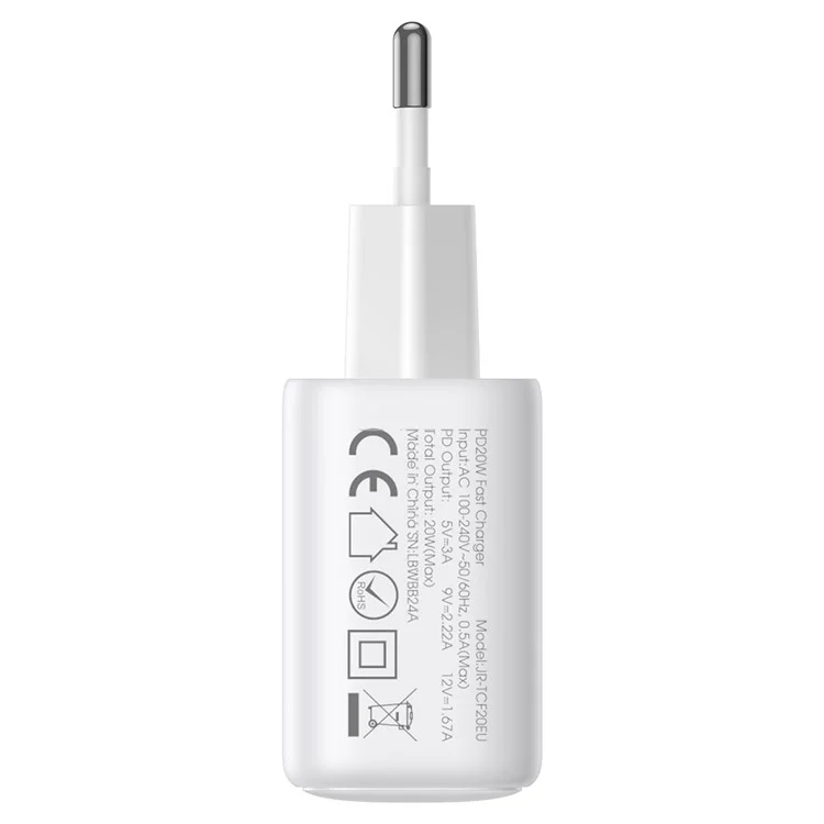 Joyroom TCF20 PD 20W Carregamento de Carregamento Rápido Conjunto de Plugue da ue Com 1m Tipo-c Para Cabo Tipo-c