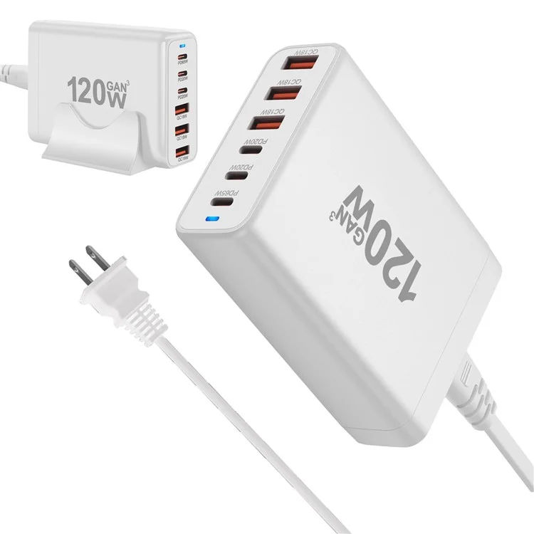 Chargeur de bureau GaN YMX-538 PD 65W - Blanc / Prise US