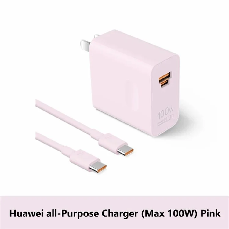 HUAWEI HW-200500C02 Adattatore da 100W ad alta potenza con USB-A + Tipo-C Spina a parete CN con cavo - Rosa