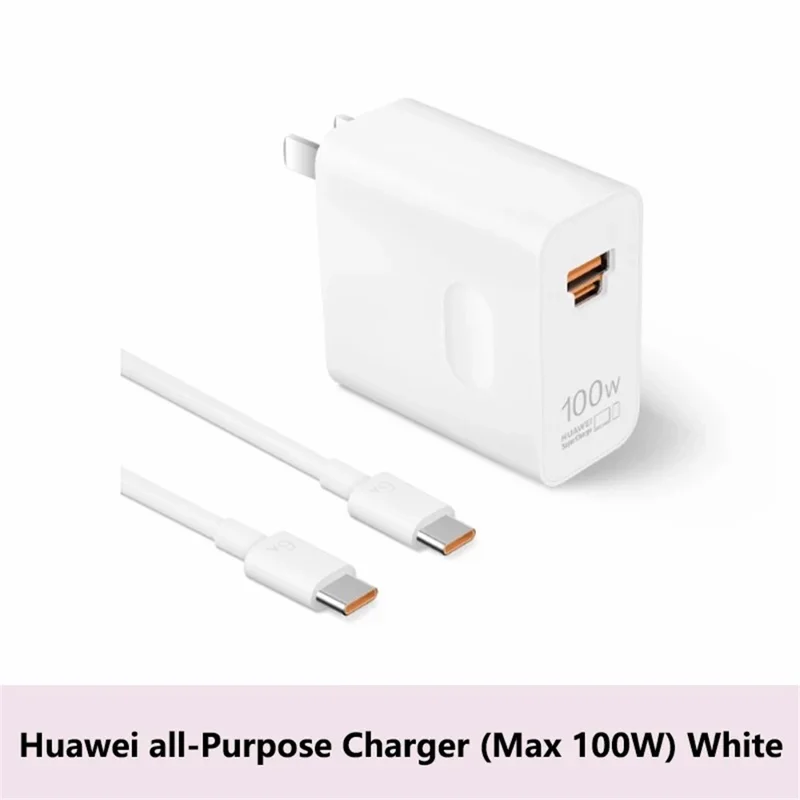 HUAWEI HW-200500C02 100W High Power Adapter USB-A + Type-C CN Plug Wall Charger with Cable - White