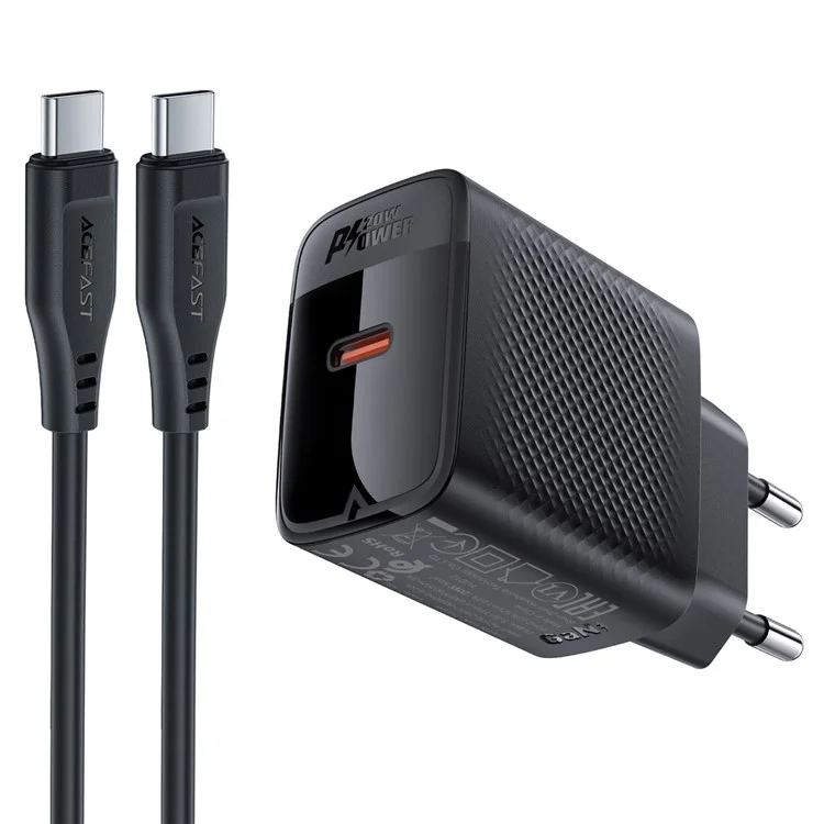 ACEFAST A82 PD 20W GaN Single USB-C Charger Set (P5) con cable tipo C a tipo C de 1,2 m (enchufe de la UE)