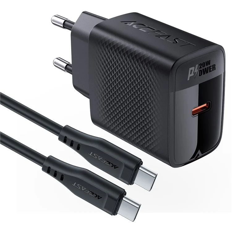 ACEFAST A82 PD 20W GaN Single USB-C Charger Set (P5) con cable tipo C a tipo C de 1,2 m (enchufe de la UE)