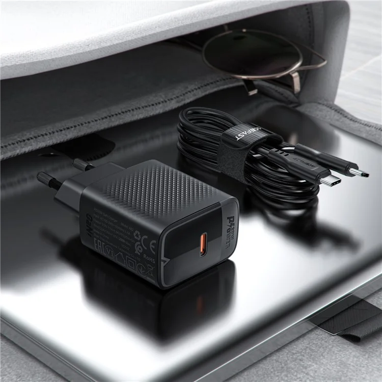 ACEFAST A82 PD 20W GaN Single USB-C Charger Set (P5) con cable tipo C a tipo C de 1,2 m (enchufe de la UE)
