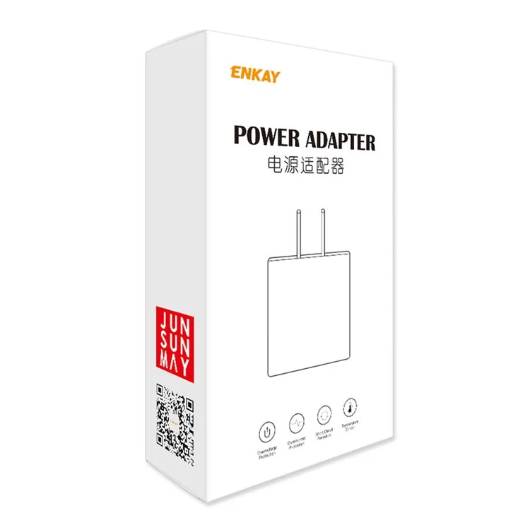 ENKAY ENK-FC001 45W USB-A + Type-C Dual Port Wandladegerät - Schwarz