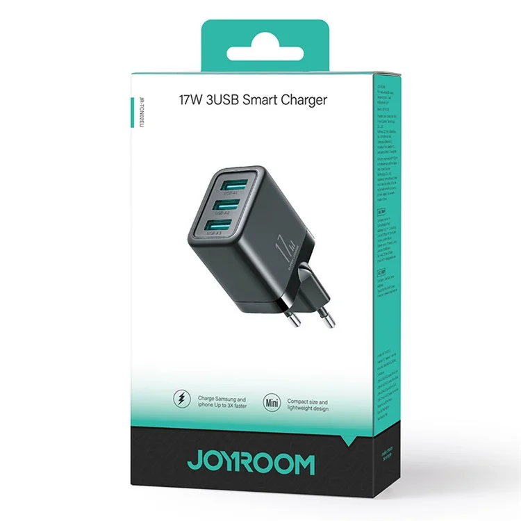 JOYROOM JR-TCN02EU 3.4A 3-porta caricabatterie a parete USB UE Plug Adattatore di alimentazione - Nero
