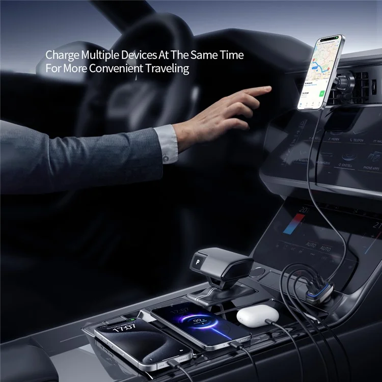 XUNDD XDCH-080 30W 3-Port Car Charger Adapter (2 USB-C + USB-A) Lighter Cigarrillo con Cable