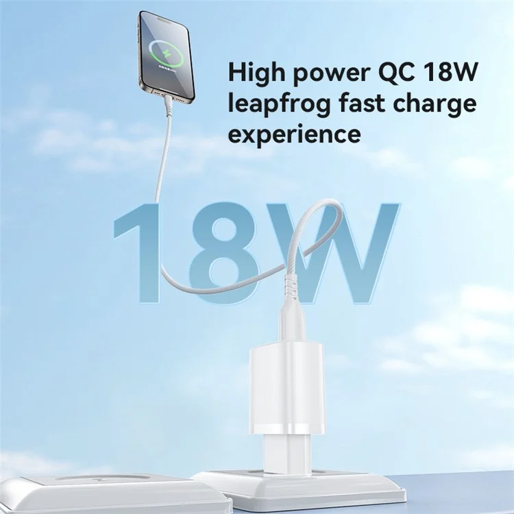 YESIDO YC66 Carregador de Parede com Entrada UE, Porta USB Única de 18W, Carregador de Telefone Celular e Tablet de Carregamento Rápido