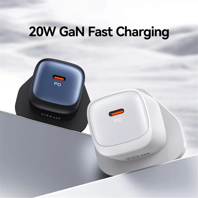 USAMS CC250 GaN Charger PD 3.0 Fast Charging 20W Wall Adapter, UK Plug - Black