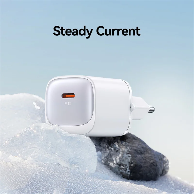شاحن USAMS CC251 سريع من نوع GaN بقوة 30 واط، محول طاقة صغير جدًا بنظام إيصال الطاقة، قابس أوروبي - أسود