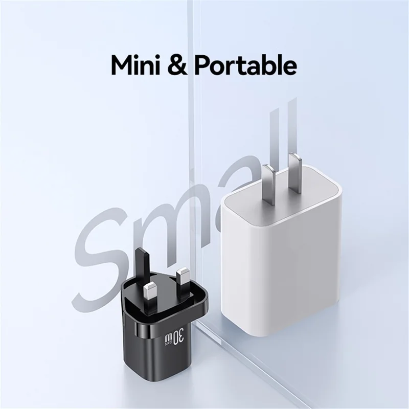 USAMS CC256 30W Dual Port GaN Charger Type-C + USB-A Fast Charging Adapter, UK Plug - White