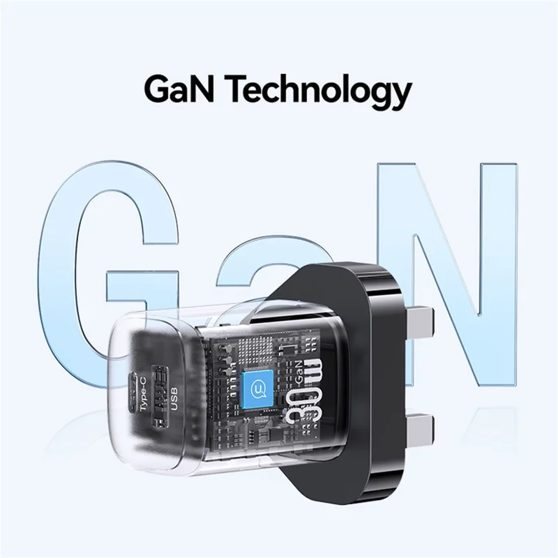 USAMS CC256 30W Dual Port GaN Charger Type-C + USB-A Fast Charging Adapter, UK Plug - White