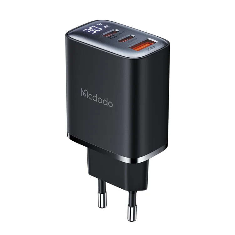 Mcdodo CH-2180 30W Dual Type-C+USB-A Wall Charger Digital Display Adapter, eu Plug - Белый