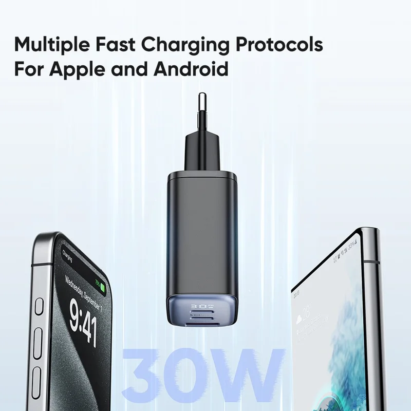 Mcdodo CH-2180 30W Dual Type-C+USB-A Wall Charger Digital Display Adapter, eu Plug - Белый