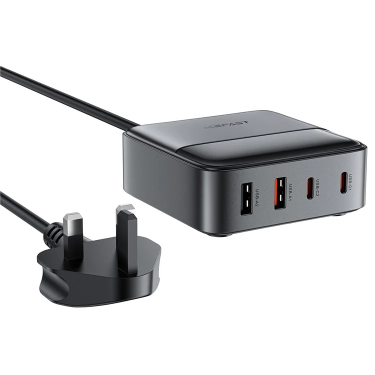 Acefast Z6 UK Plug PD 65W Gan Charger 2 Usb-c + 2 USB-A Charger Power Sportion