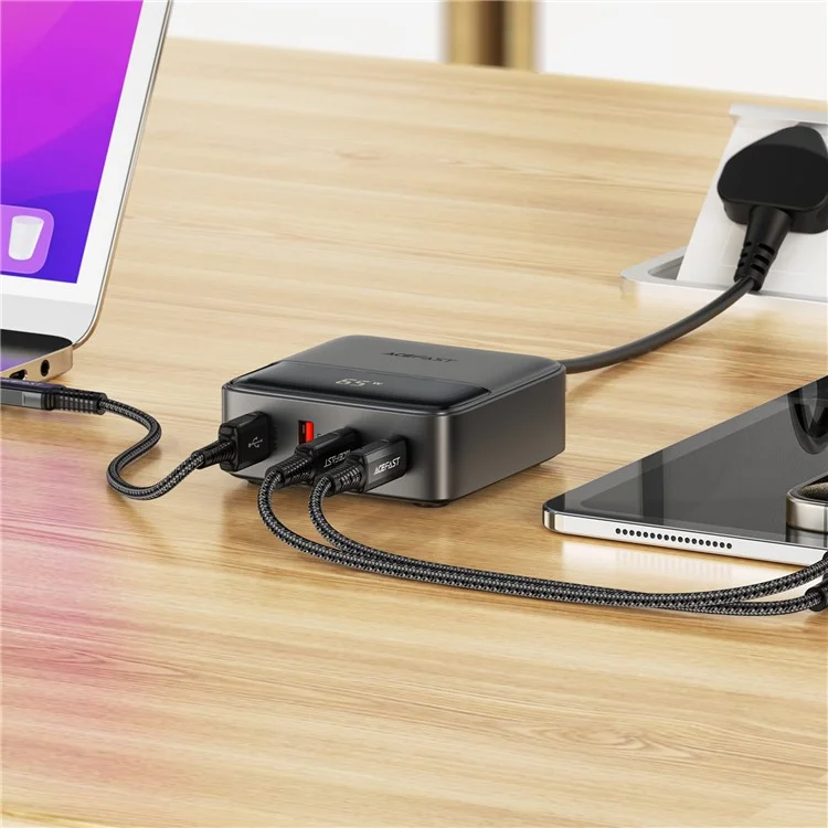 Acefast Z6 UK Plug PD 65W Gan Charger 2 Usb-c + 2 USB-A Charger Power Sportion