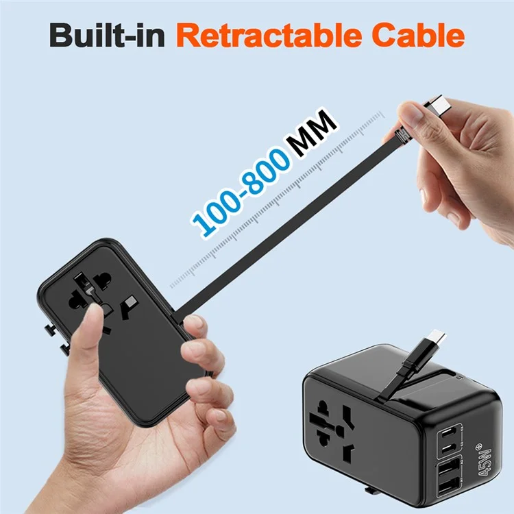 Bulk Acquista 669DTW 45W Adattatore di Potenza da Viaggio in Tutto il Mondo 2USB-A+3USB-C Converter