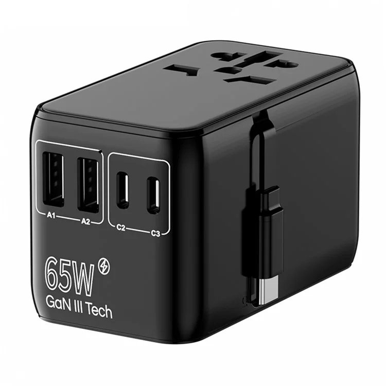 Bulk Purchasing 669DVW 65W Worldwide Travel Power Adapter 2USB-A+3USB-C Charger Plug Converter