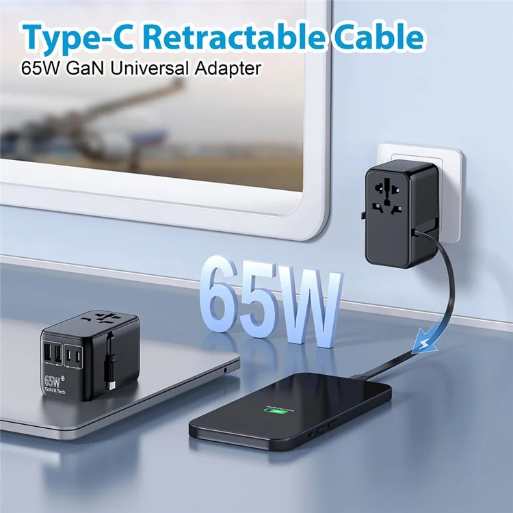 Bulk Purchasing 669DVW 65W Worldwide Travel Power Adapter 2USB-A+3USB-C Charger Plug Converter