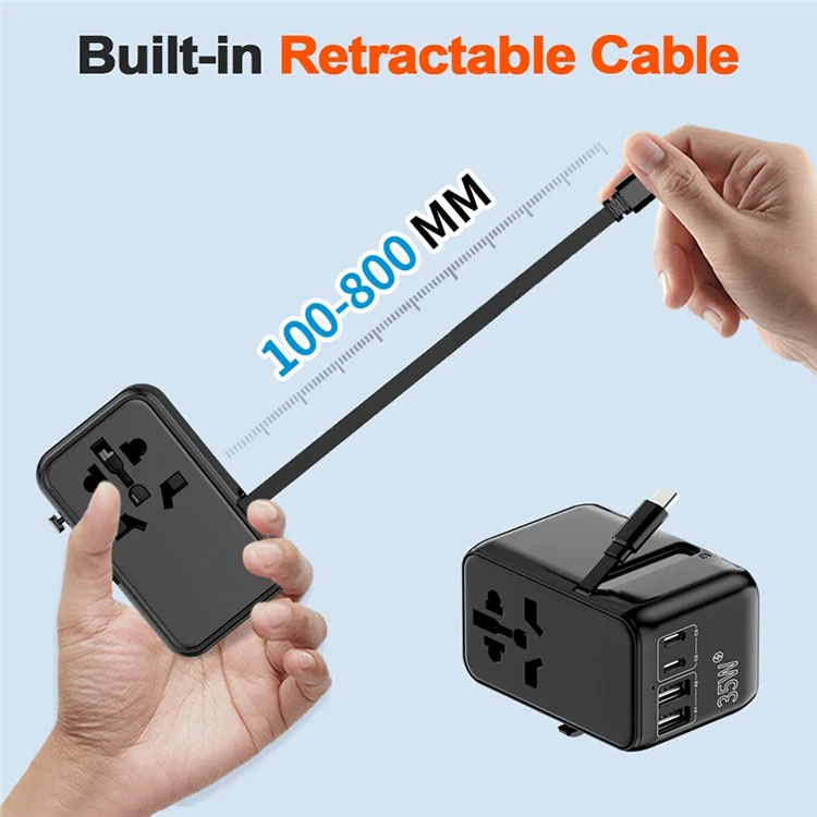 Compra a Granel 668dfw 35W Adaptador de Potencia de Viaje en Todo el Mundo 2USB-A+3USB-C Charger Colle Convertor