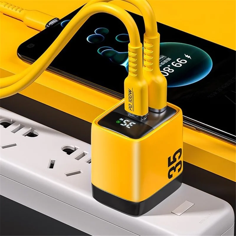 WEKOME WP-U25 35W Caricabatterie GaN Dual Port Fast Wall Charger Display Digitale Adattatore, Spina UE - Bianco