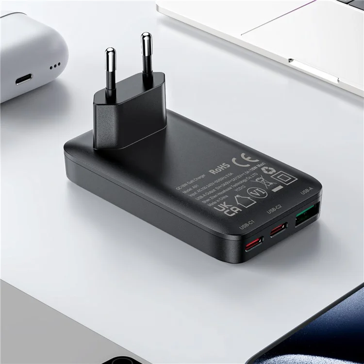 Acefast A100 PD 65W Charger Mural Gan ​​fast Charging Avec 2xusb-c + Usb-a, Bouche EU