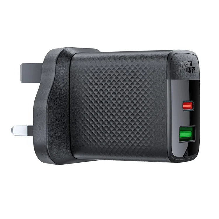 Aceffat A99 PD 30W Gan Caricabatterie Addebitato Rapido USB-C+USB-A Dual Port Charger, Plug UK