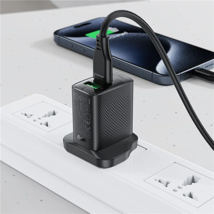 Acefast A87 12W Wall Charger USB-A+USB-A Двойное Телефонное Зарядное Устройство, UK Plug