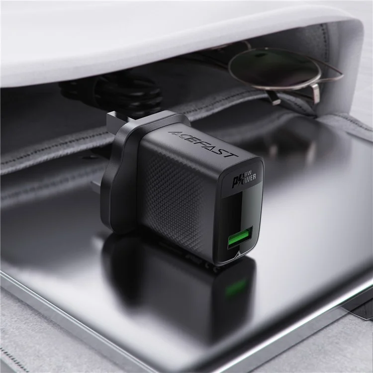 Acefast A91 QC 18W Gan Charger Single USB-A Adapter Chone Charger, UK Plug