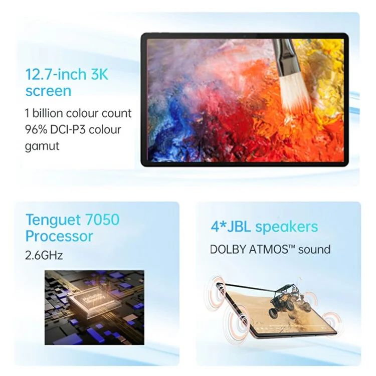 LENOVO Qitian K12 12.7-inch 8+256G Tablet Dual Lens Office Entertainment Smart Tablet, WiFi Version - US Plug
