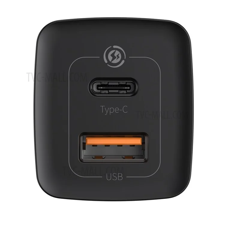 BASEUS GaN2 Lite Quick Charger Type-C+USB 65W Wall Charger EU Plug - Black