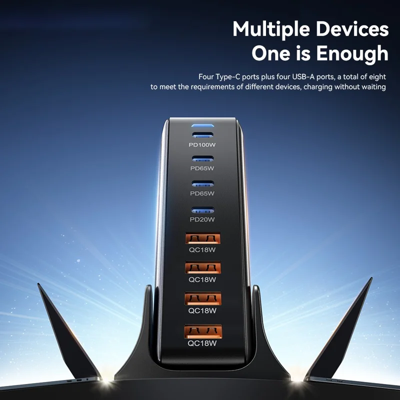 ESSAGER 320W GaN 4 USB + 4 Type-C-porters skrivbordsladdare - EU-uttag