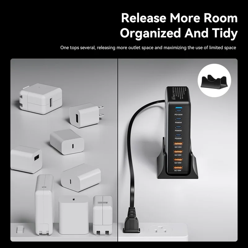 ESSAGER 320W GaN 4 USB + 4 Type-C Ports Desktop Charger - UK Plug