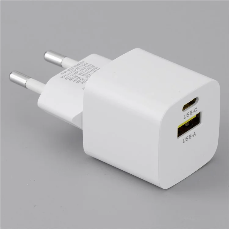 Bulk Purchasing 30W Fast Charging Portable GaN Adapter USB+Type-C Dual Port Wall Charger - EU Plug