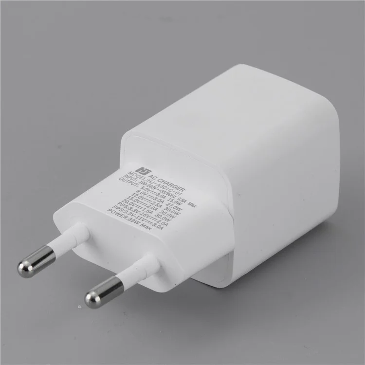 Bulk Purchasing 30W Fast Charging Portable GaN Adapter USB+Type-C Dual Port Wall Charger - EU Plug