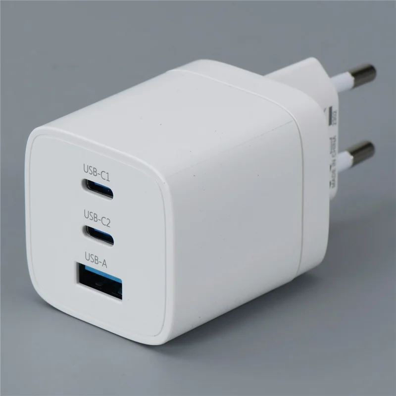 Compre em Quantidade 65W GaN Carregador de Parede USB-A + 2 Tipo-C Triplo Porta Carregador Rápido Adaptador de Energia - Plugue EU