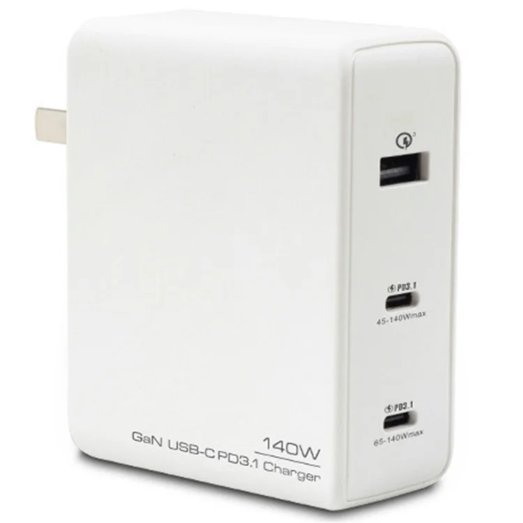 Оптовая покупка GaN PD 140 Вт быстрое зарядное устройство с двумя USB Type-C и адаптером питания, вилка США - белый