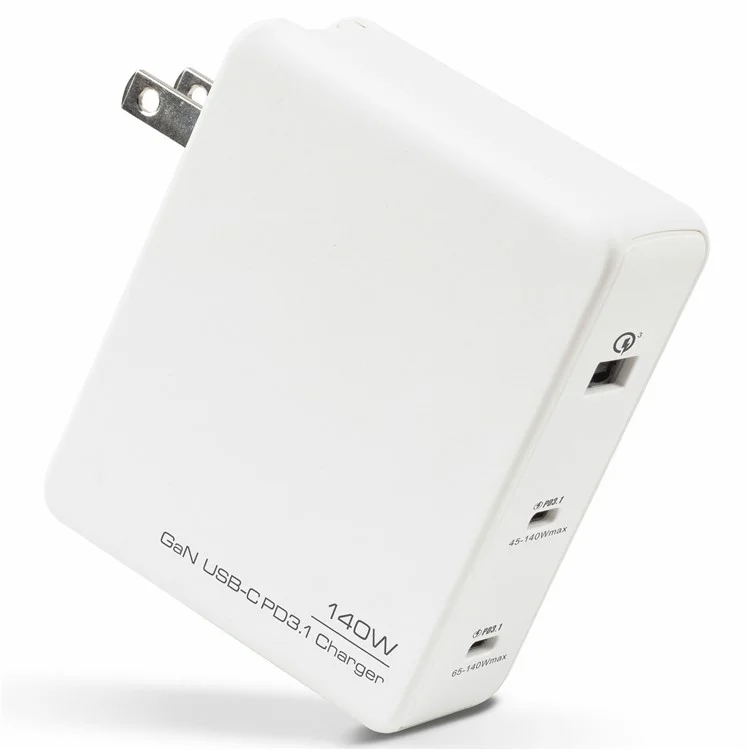 Оптовая покупка GaN PD 140 Вт быстрое зарядное устройство с двумя USB Type-C и адаптером питания, вилка США - белый