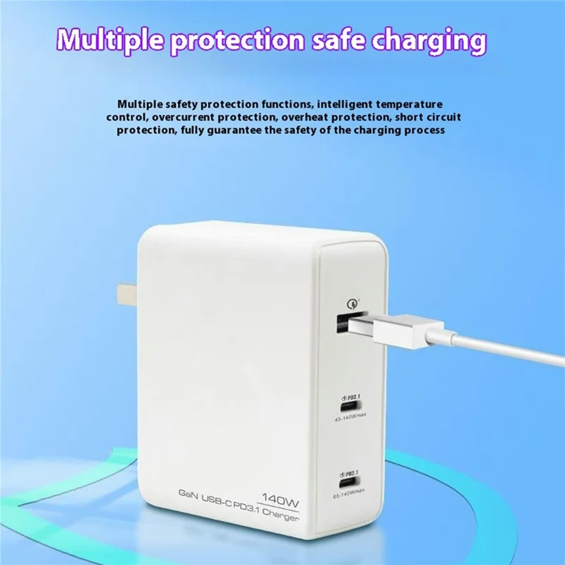 Bulk Purchasing GaN PD 140W Fast Charger Dual Type-C + USB Power Adapter, US Plug - Black