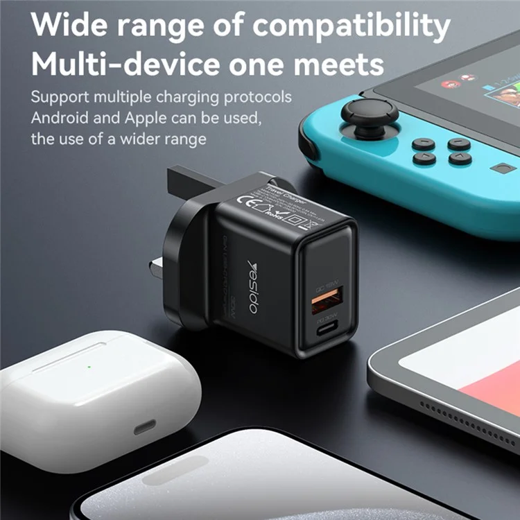 Chargeur de téléphone YESIDO YC83 GaN 30W avec port USB+Type-C