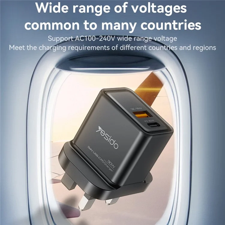 Chargeur de téléphone YESIDO YC83 GaN 30W avec port USB+Type-C
