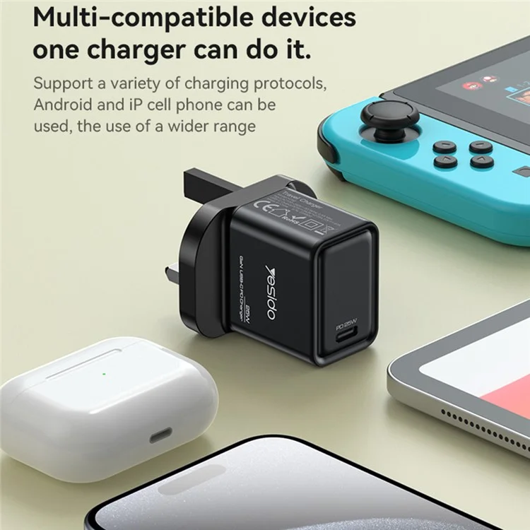 YESIDO YC81 GaN 25W Phone Charger Type-C Port Power Adapter