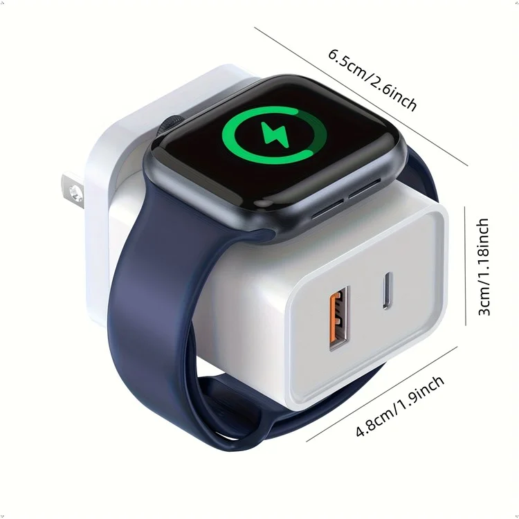 UW128 23W PD QC Fast Charger for Apple Watch Magnetic Wireless Charger - US Plug