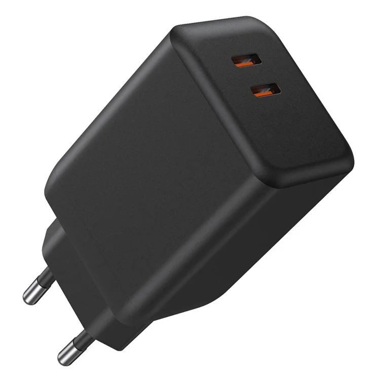 Быстрое зарядное устройство PD 65Вт GaN с двумя USB-C, блок питания для телефона - Черный / Вилка EU